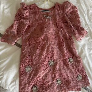 Elegant Pink Lace Maxi Dress